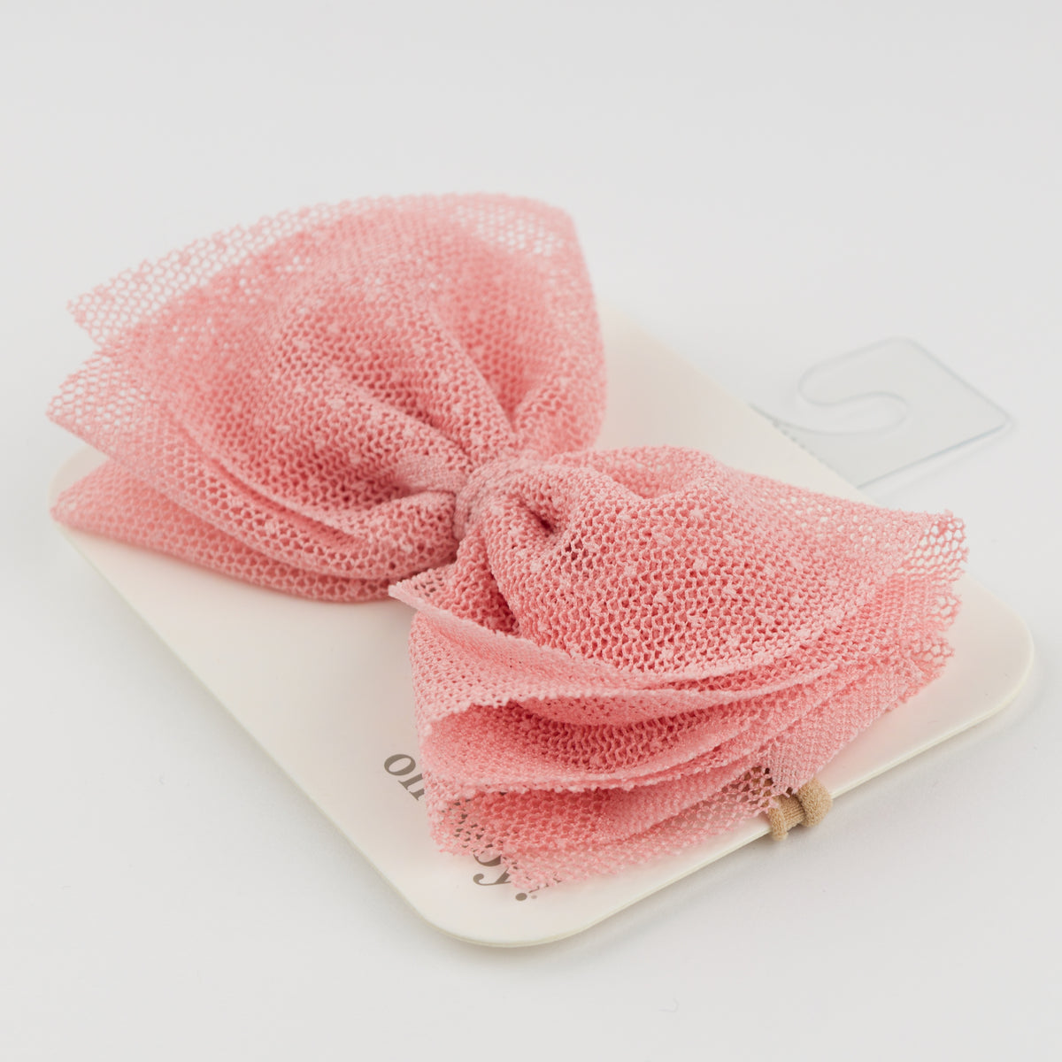 oh baby! Hearts Bobinette Gathered Bow on Nylon Headband - Blush - Side Layers