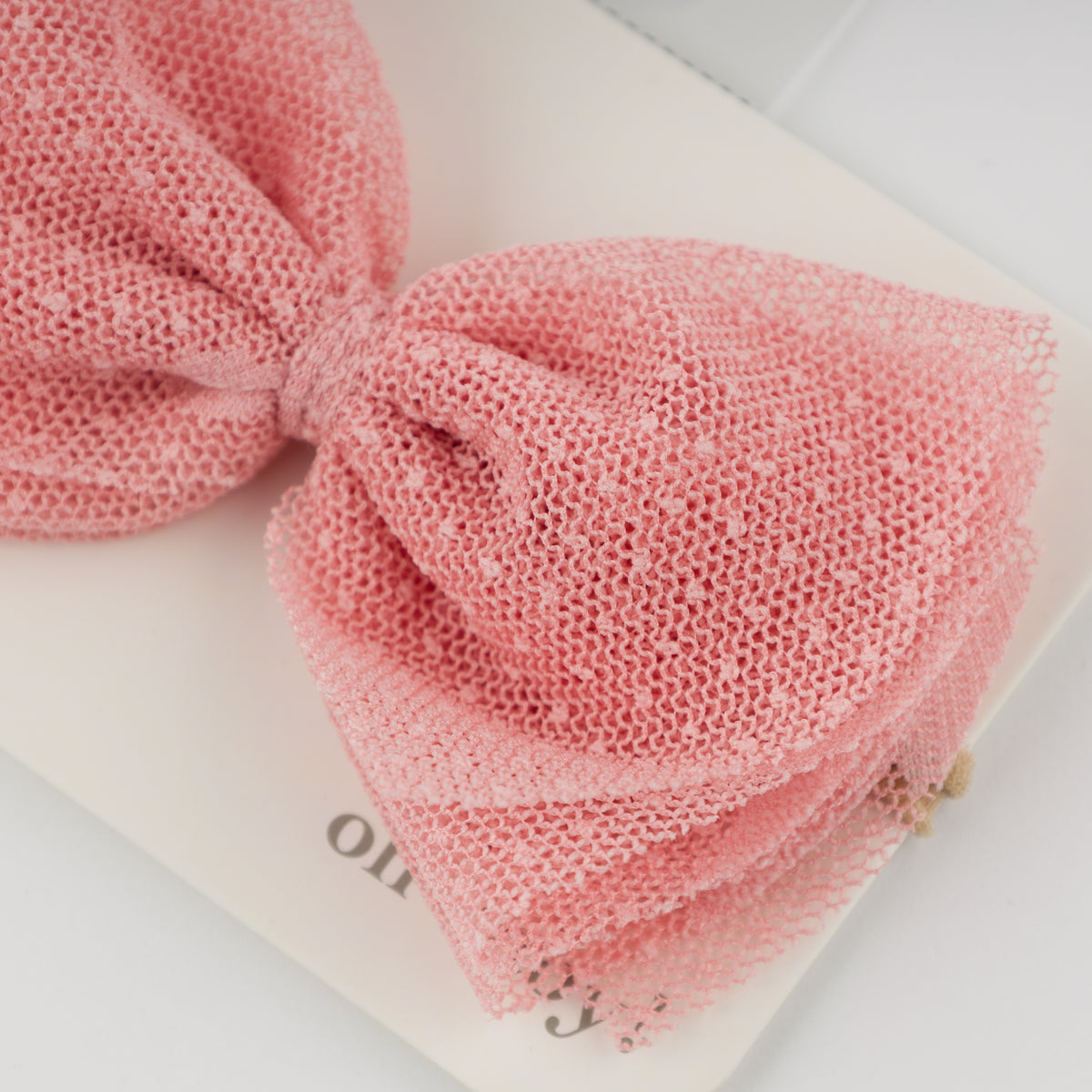 oh baby! Hearts Bobinette Gathered Bow on Nylon Headband - Blush - Close