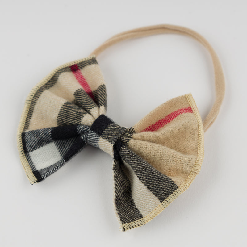 oh baby! Mini Tartan Gathered Bow Nylon Headband - Classic - Alt Image
