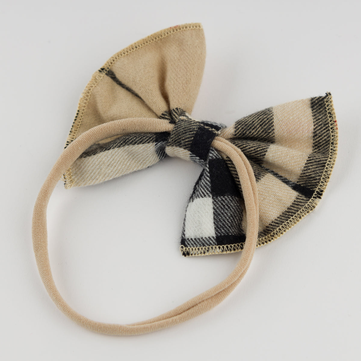 oh baby! Mini Tartan Gathered Bow Nylon Headband - Classic - Back