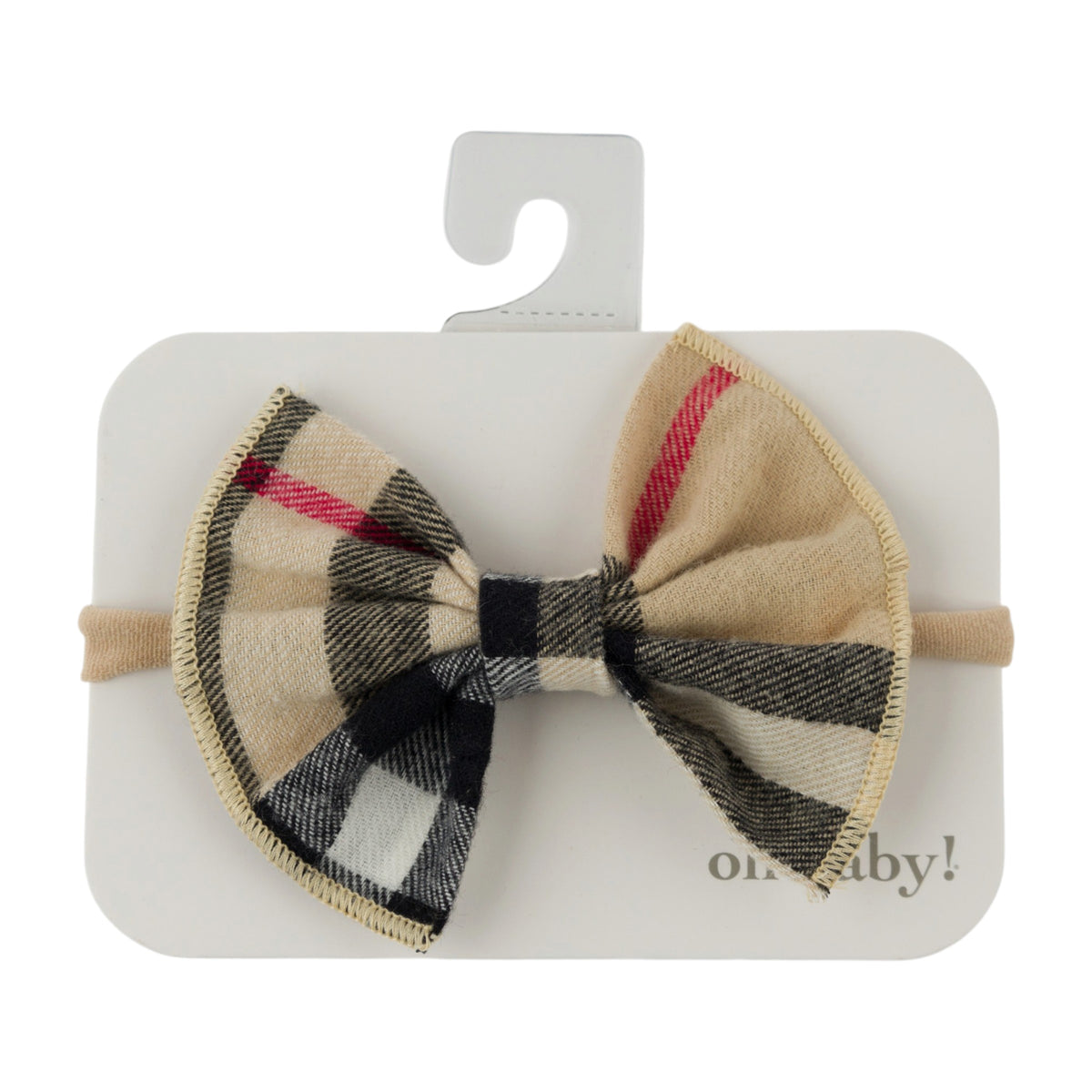oh baby! Mini Tartan Gathered Bow Nylon Headband - Classic