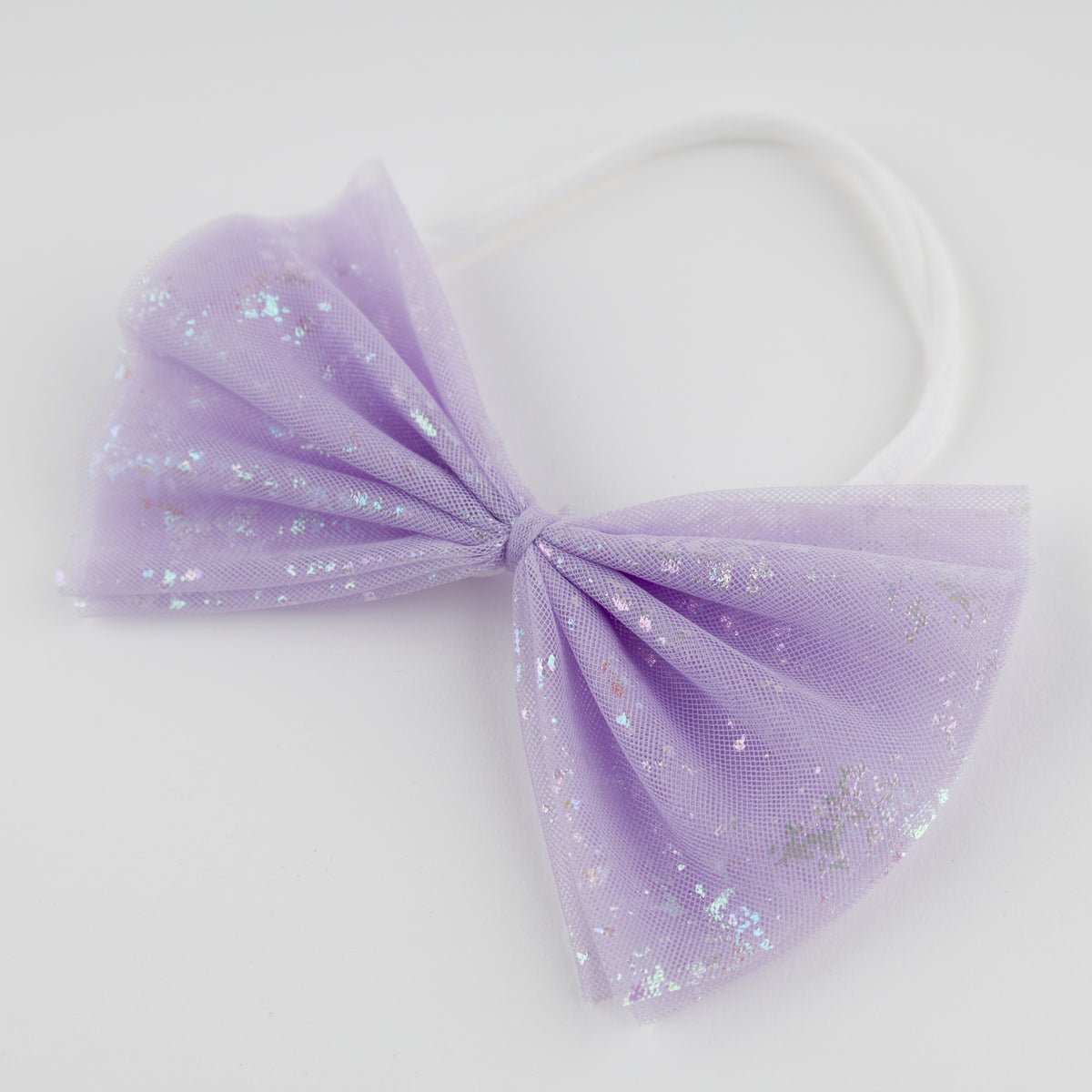 oh baby! Iridescent Gathered Bow Headband - Lavender - Flat Lay