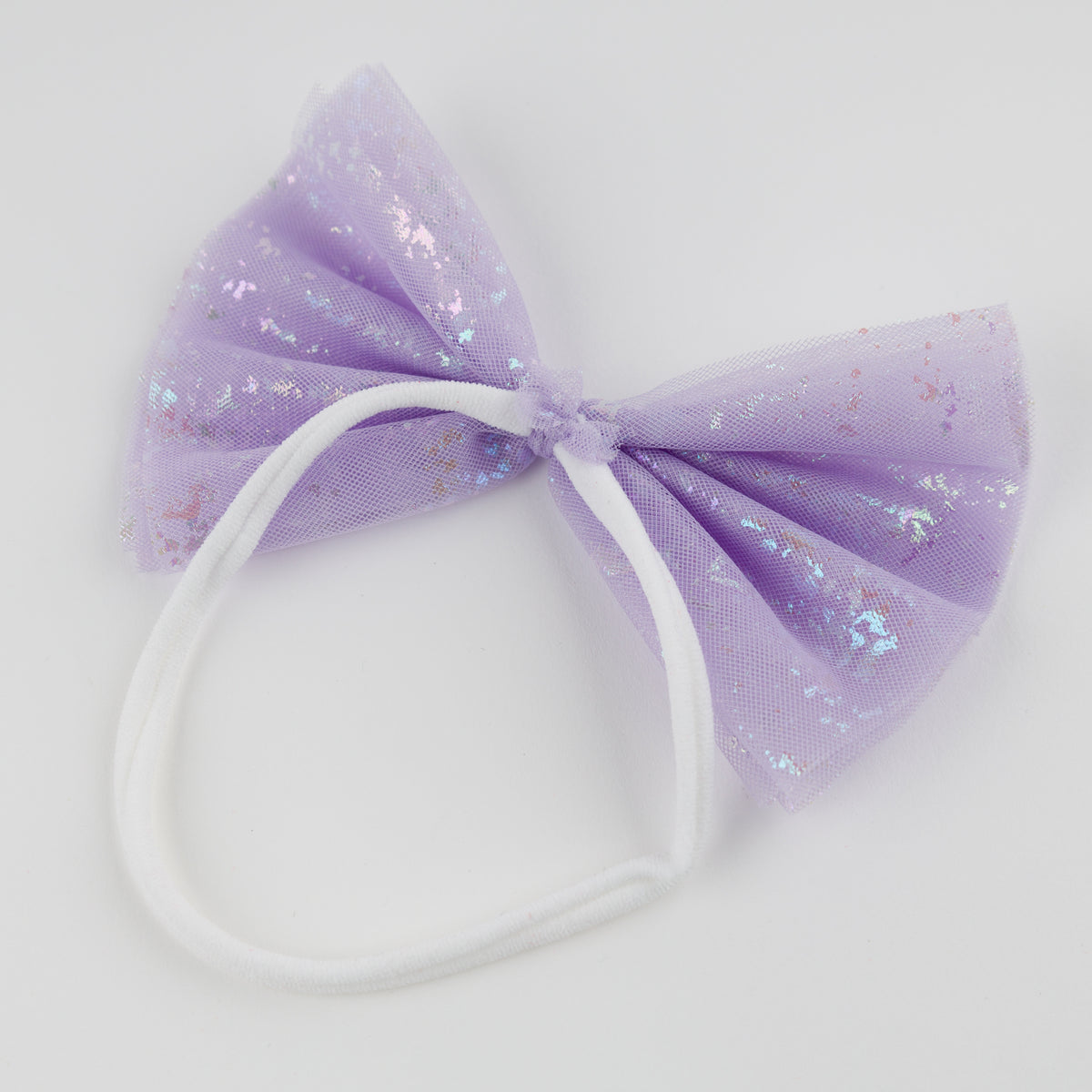 oh baby! Iridescent Gathered Bow Headband - Lavender - Back
