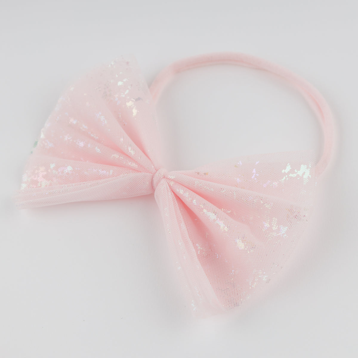 oh baby! Iridescent Gathered Bow Headband - Pink - Flat Lay