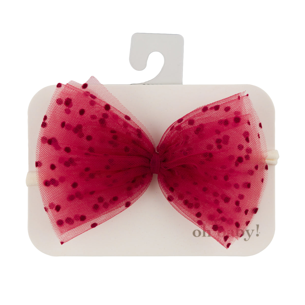 oh baby! Velvet Mini Dot Mesh Bow Nylon Headband - Vintage Berry