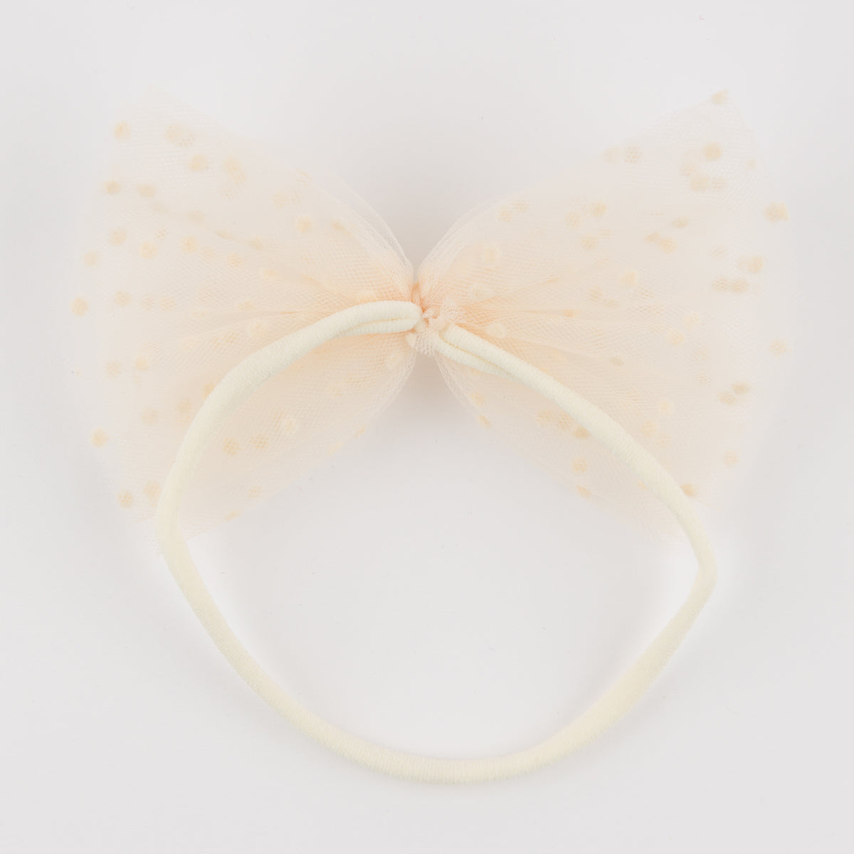 oh baby! Velvet Mini Dot Mesh Bow Nylon Headband - Vintage Snow