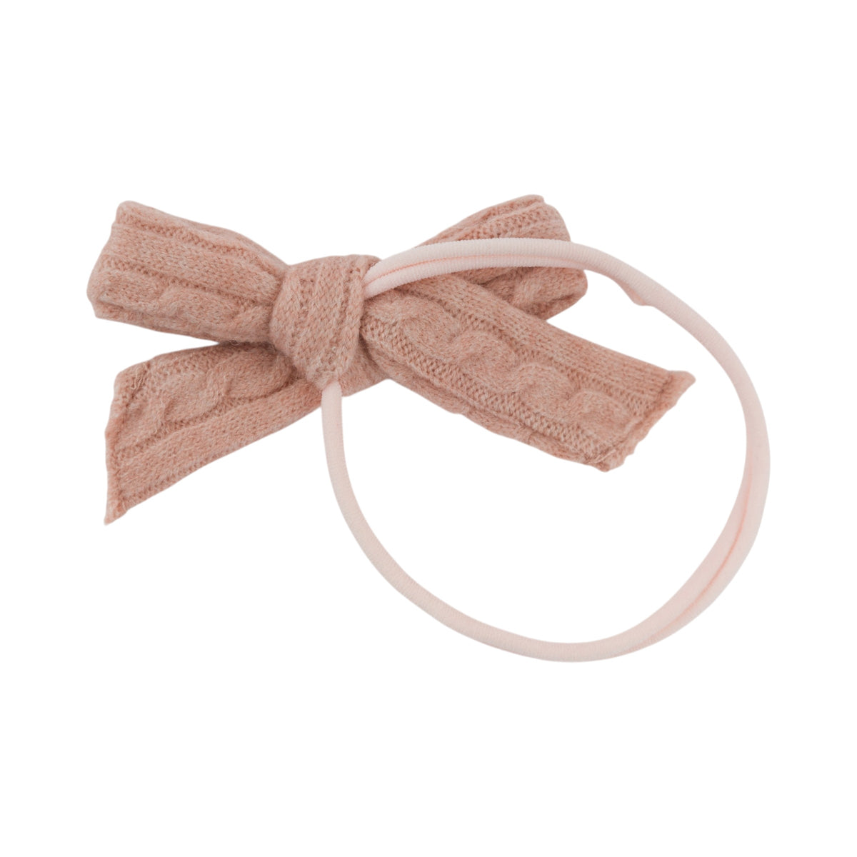 oh baby! Cable Knit Bow on Nylon Headband - Pale Pink - Back