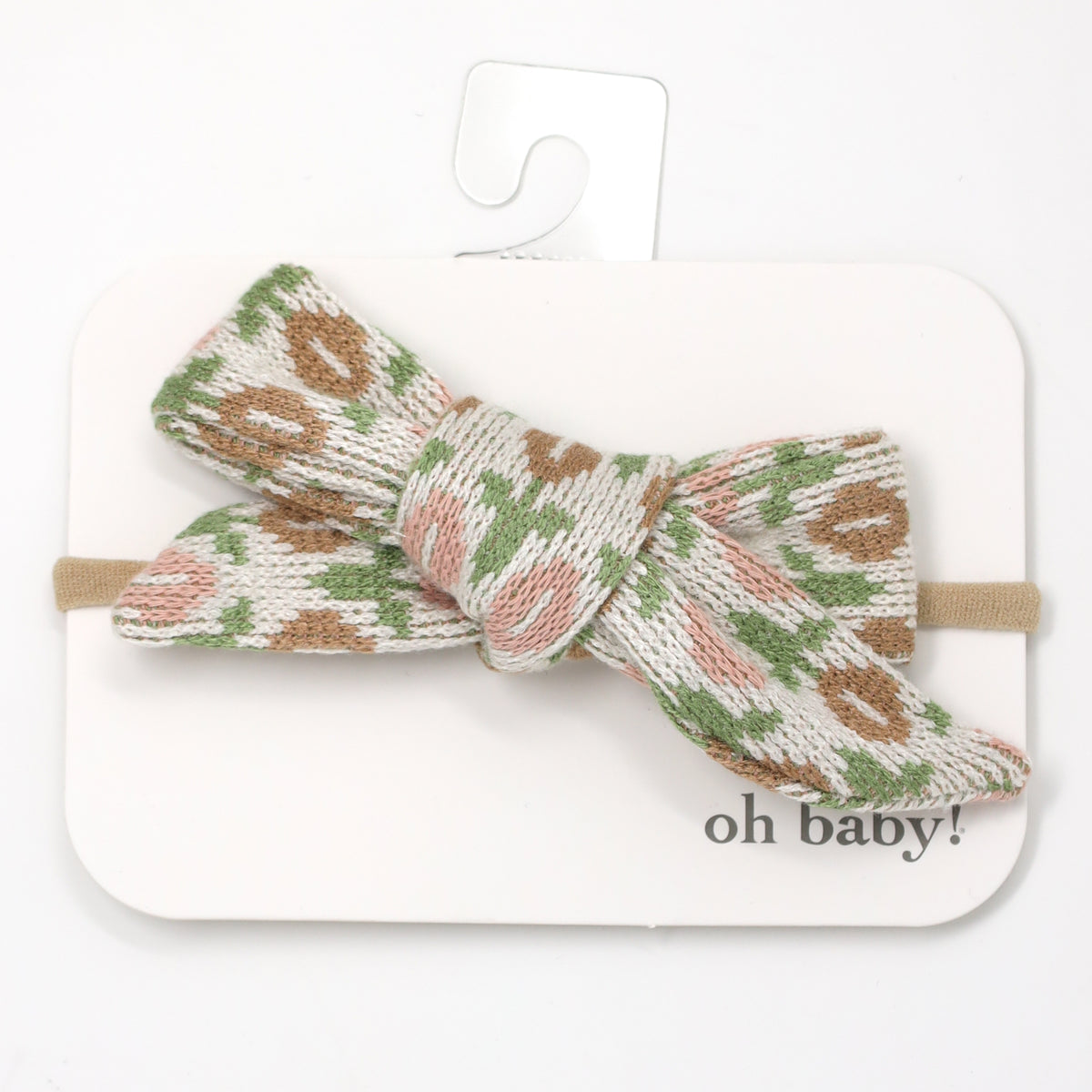 oh baby! Tulip Double Knit Tie Bow Nylon Headband - Blush Caramel