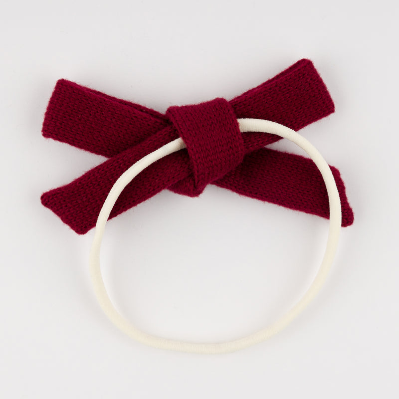 oh baby! Scandi Tie Bow Nylon Headband - Berry Red