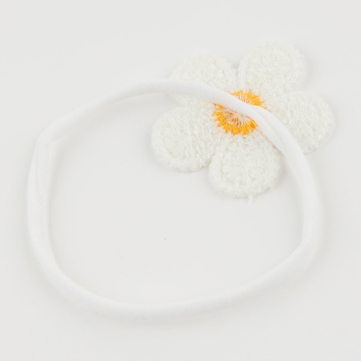 oh baby! Nylon Band Baby Headband - Crochet Daisy - White - backl