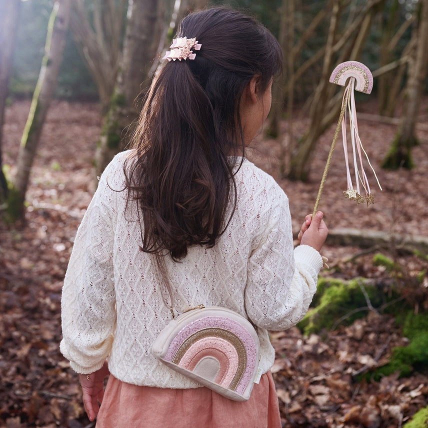 Wish Upon A Rainbow Bag Purse -Lifestyle Walking through Forest