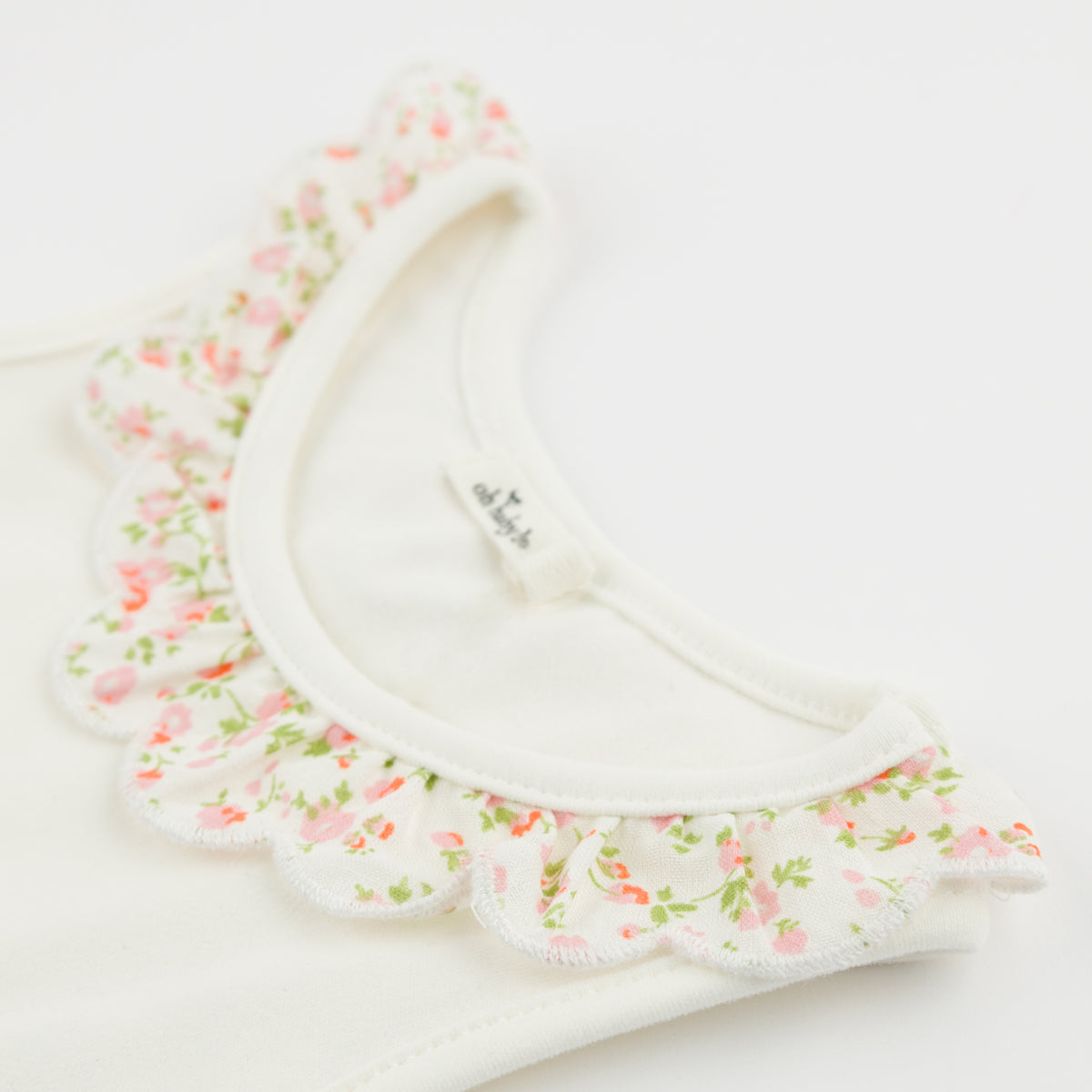 oh Baby! Bella Tank - Blush Poppy Sprig Ruffle Collar - Oyster - Close Up