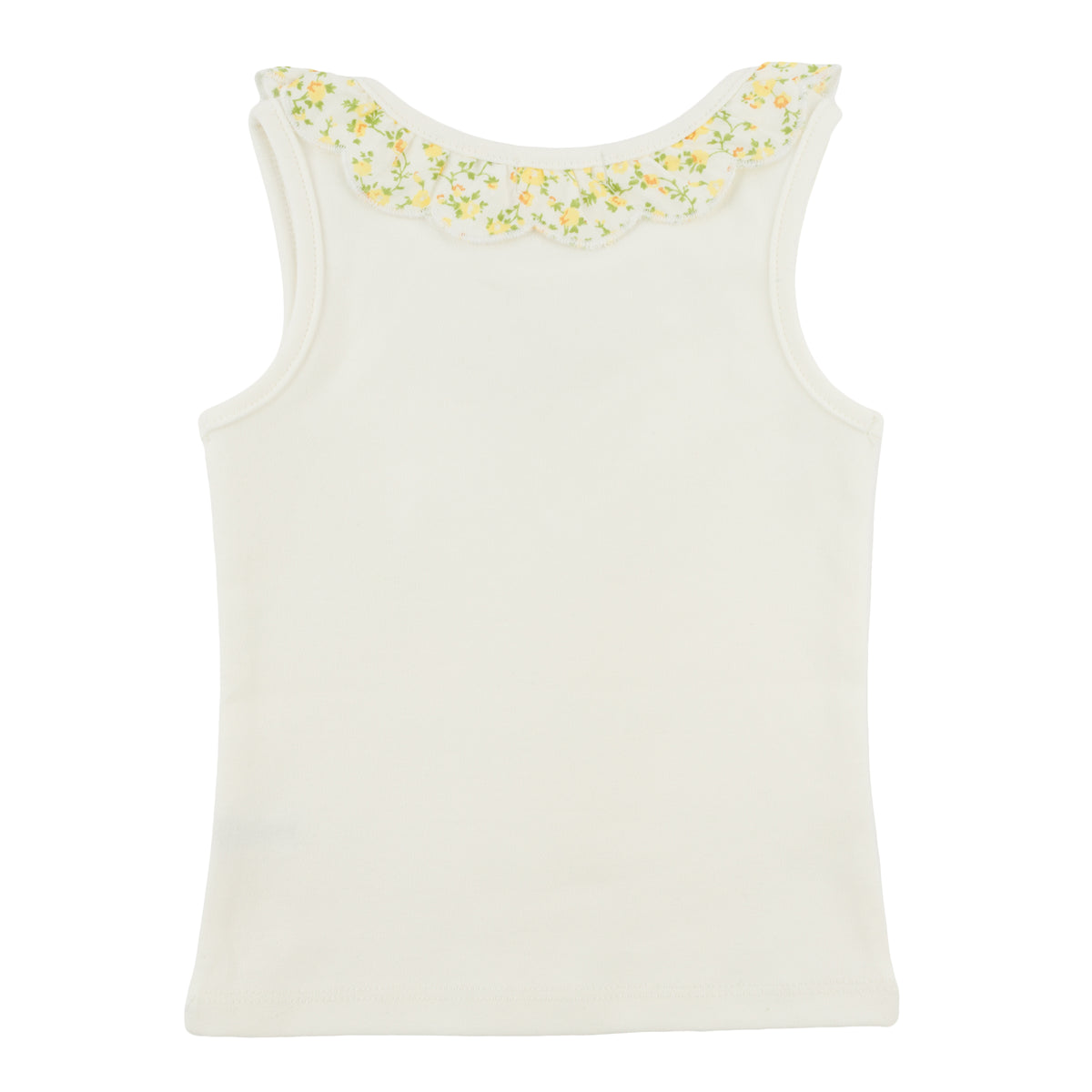 oh Baby! Bella Tank - Lemon Poppy Sprig Ruffle Collar - Oyster - Back