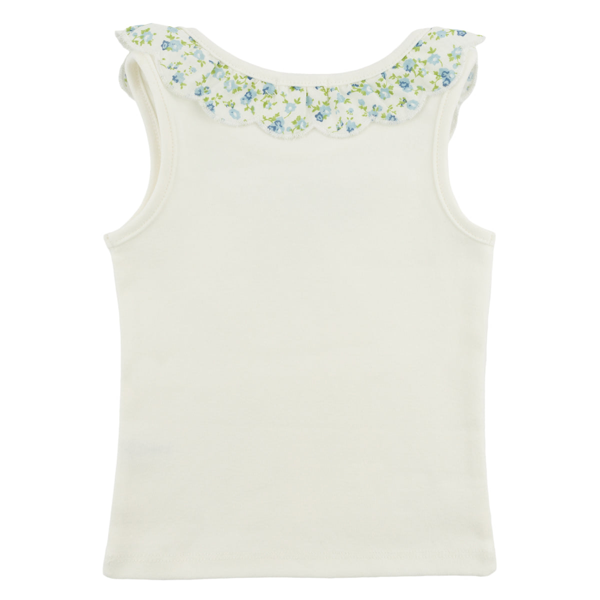 oh Baby! Bella Tank - Sky Blue Poppy Sprig Ruffle Collar - Oyster - Back