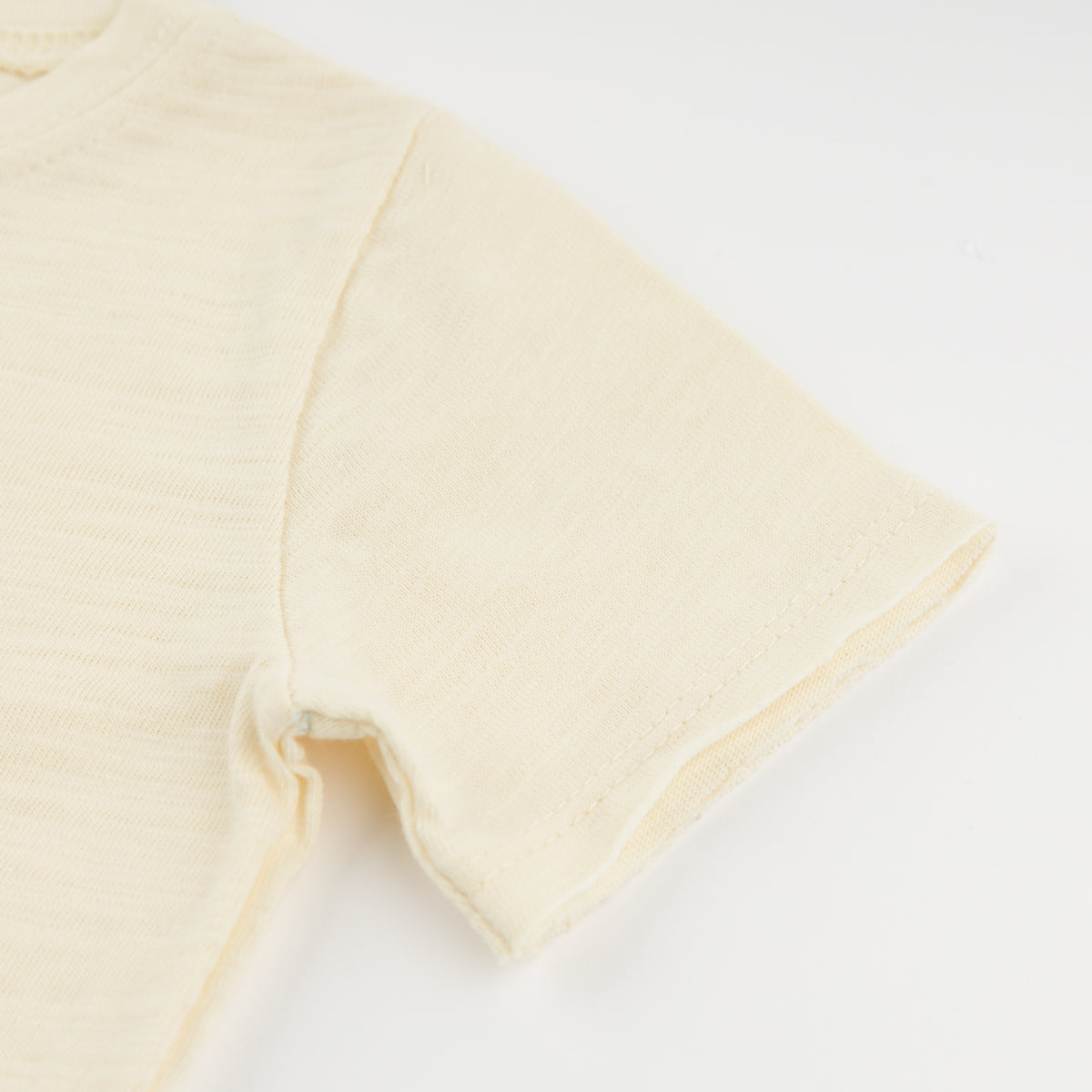 oh baby! Raw Edge Short Sleeve T-Shirt - Sailboat Applique - Butter