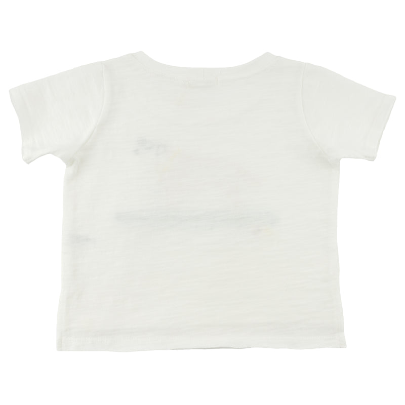 oh baby! Raw Edge Short Sleeve Tee - Surfing Dog Applique - Oyster - Back