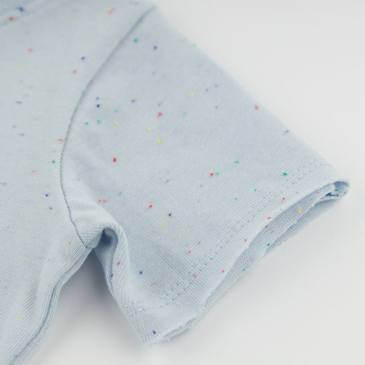 oh baby! Raw Edge Short Sleeve Confetti Tee - Banana Terry - Sky Blue