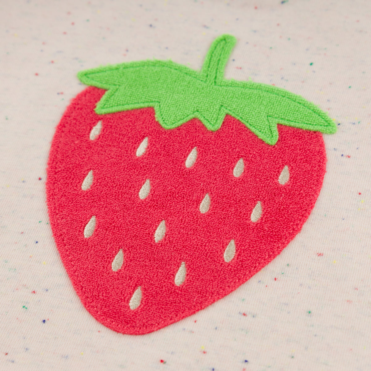 oh baby! Raw Edge Short Sleeve Confetti Tee - Strawberry Applique - Pale Pink