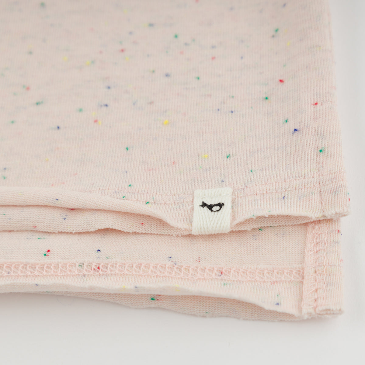 oh baby! Raw Edge Short Sleeve Confetti Tee - Strawberry Applique - Pale Pink