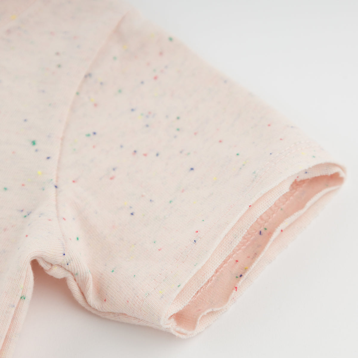oh baby! Raw Edge Short Sleeve Confetti Tee - Strawberry Applique - Pale Pink