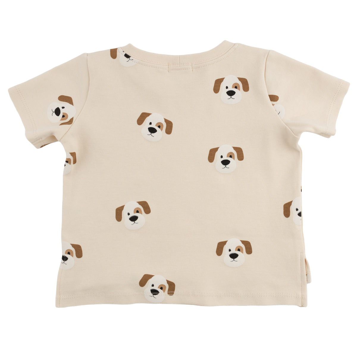 oh baby! Raw Edge Short Sleeve Tee - Puppies Print  - Natural - Back