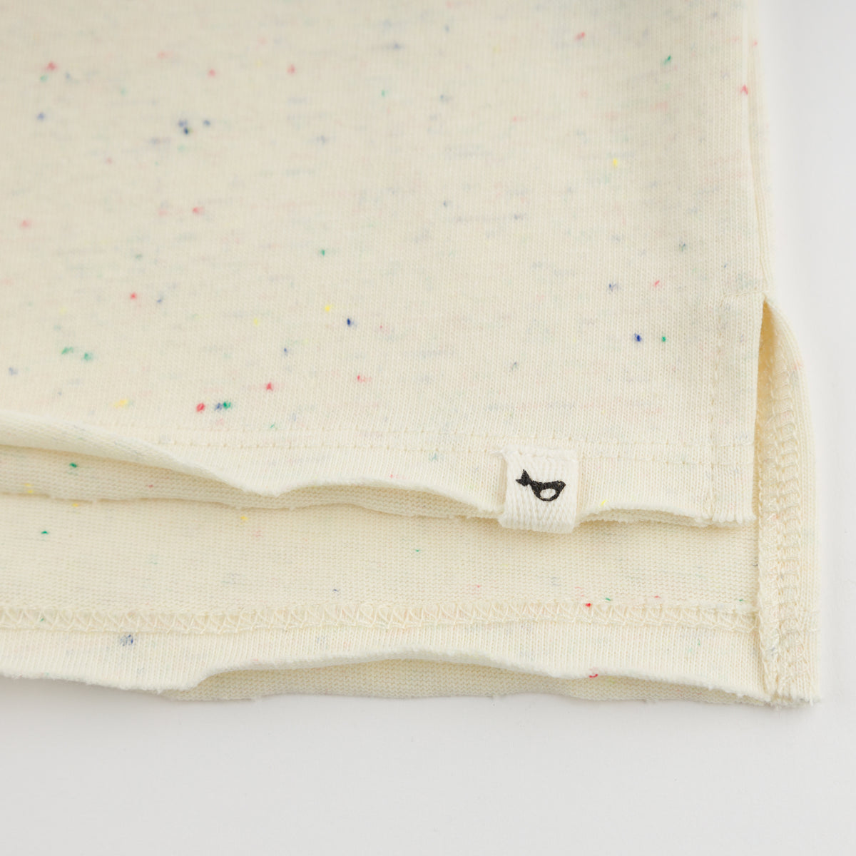 oh baby! -Raw Edge Short Sleeve Tee - "Little Golfer" - Confetti Natural - Bottom Edge