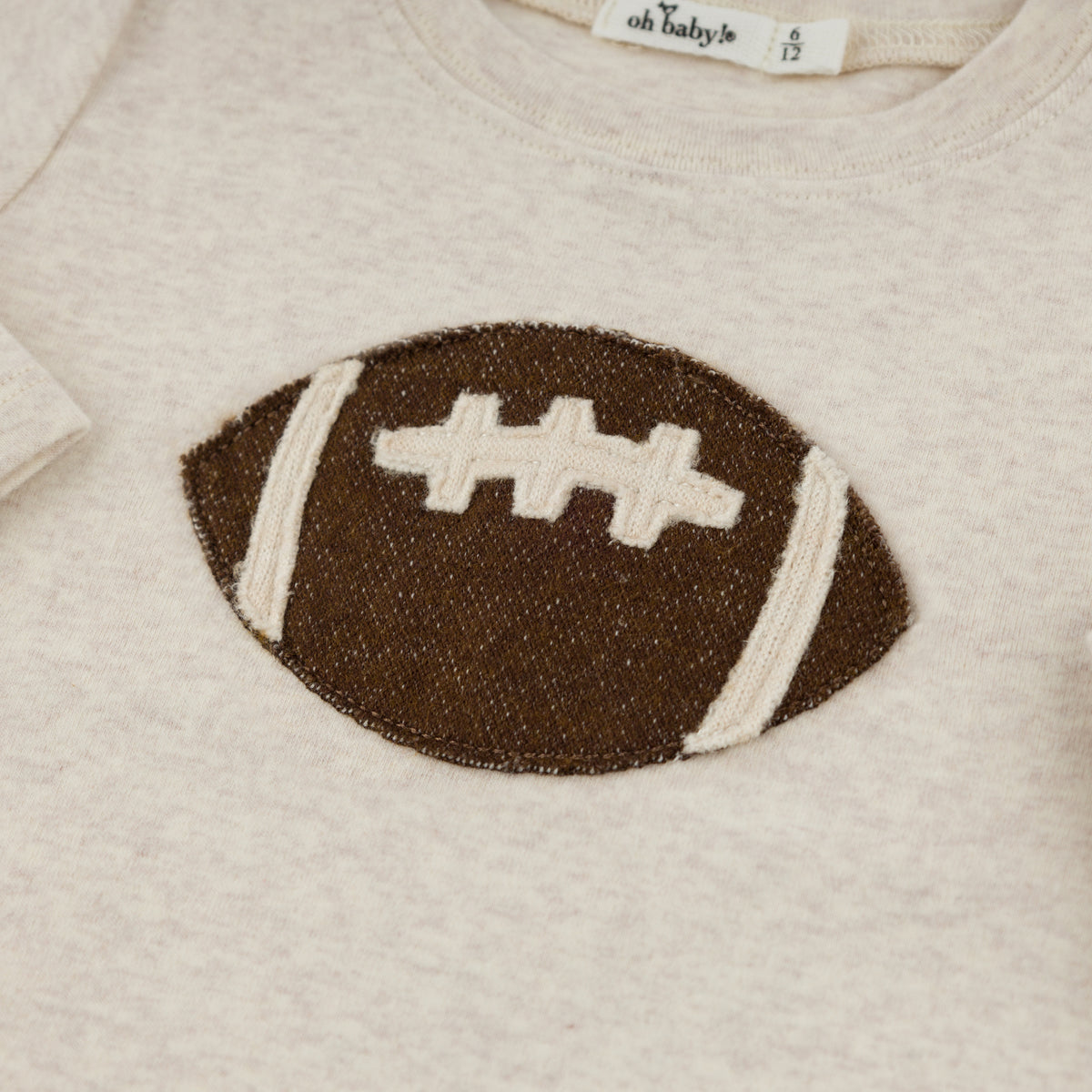 oh baby! Raw Edge Long Sleeve Tee - Football - Malt - Close-Up