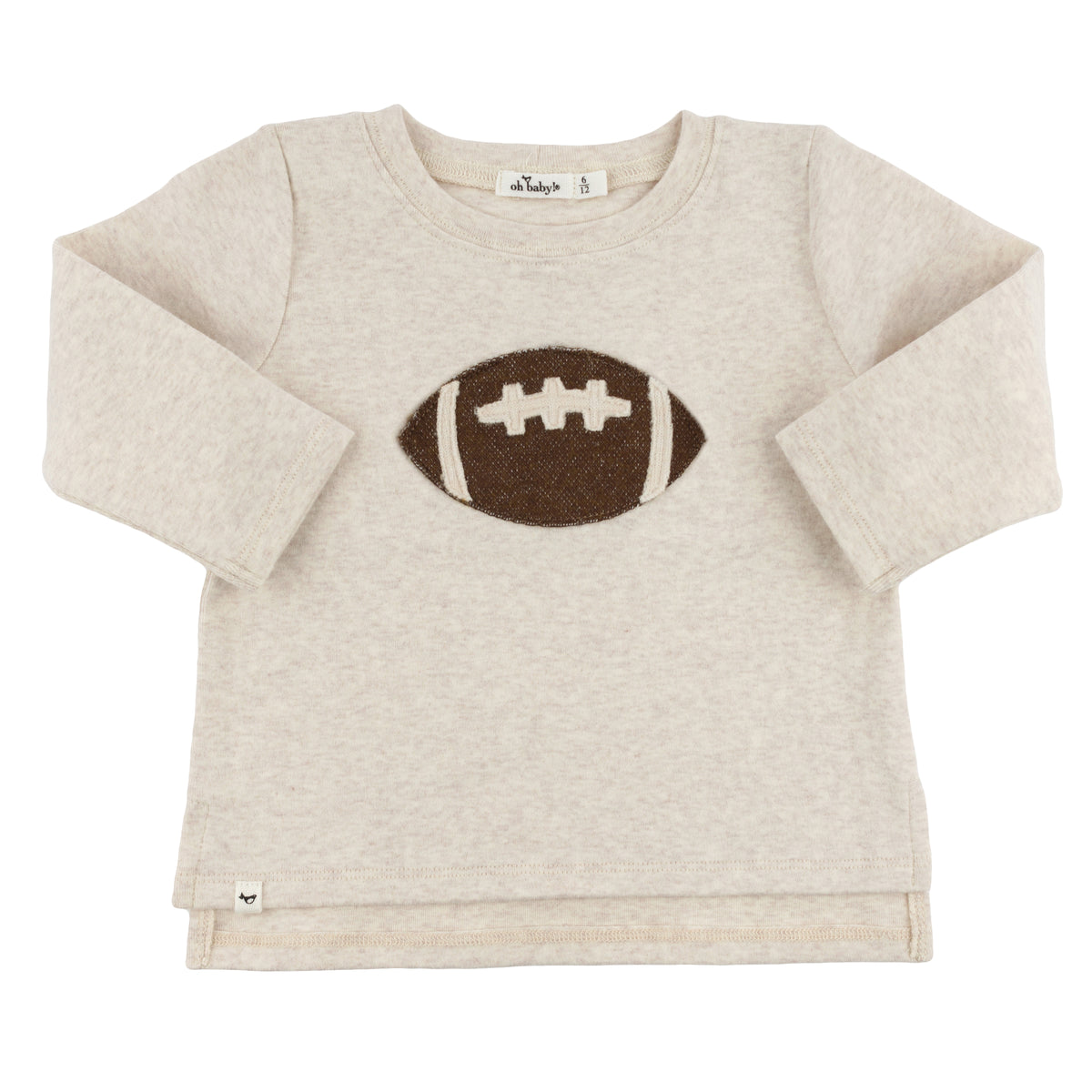 oh baby! Raw Edge Long Sleeve Tee - Football - Malt
