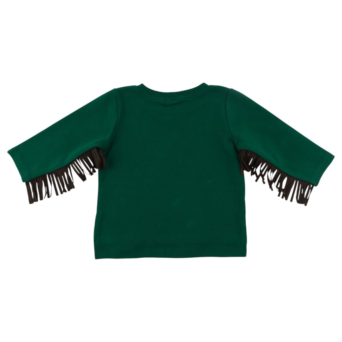 oh baby! Long Sleeve Tee with Fringe - Horse Applique - Forest - Back