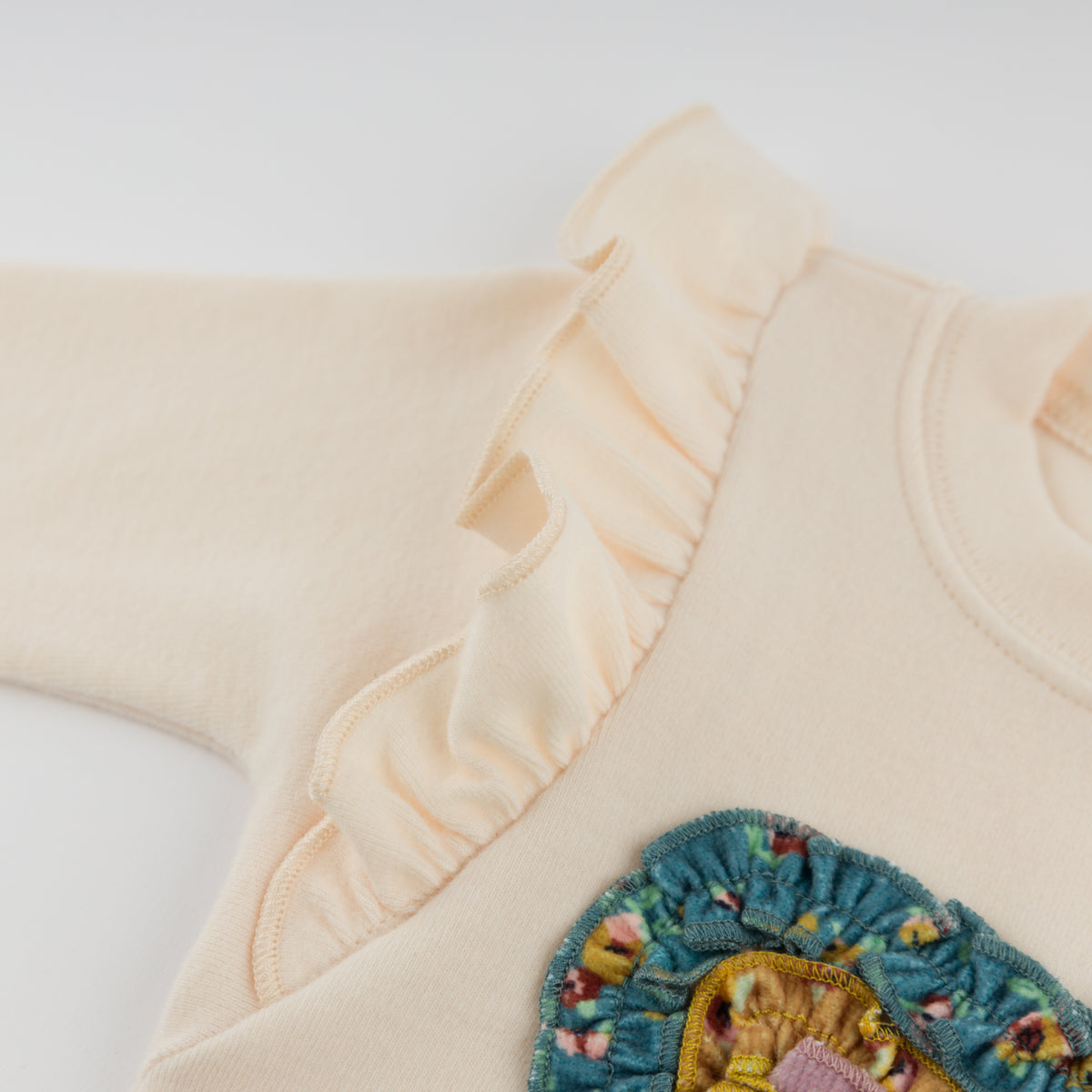 oh baby! Millie Long Sleeve Tee - Harvest Bloom Ruffle Heart - Sugar Cookie - Ruffle Sleeve