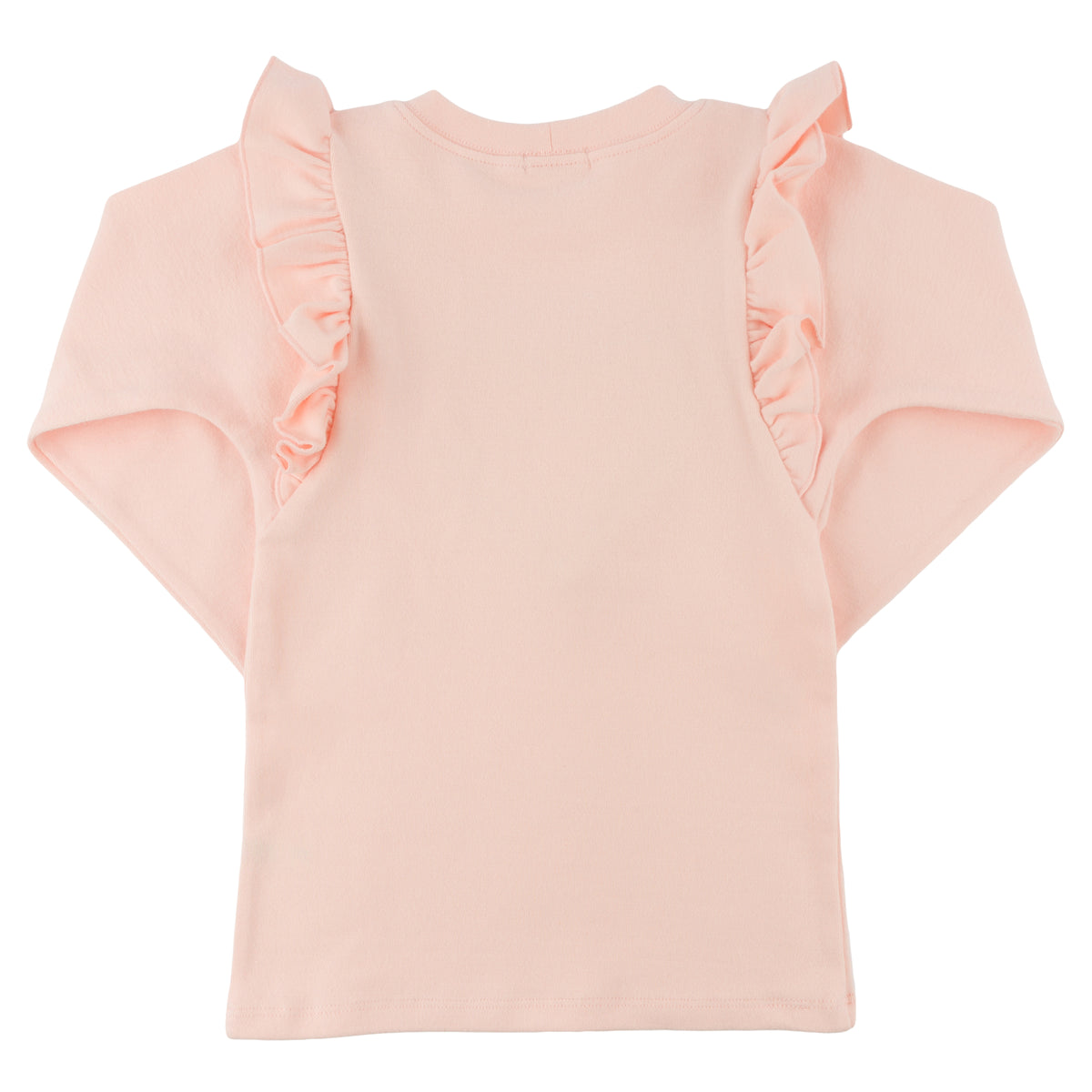 oh baby! Millie Ruffle Long Sleeve Tee - Pink Velvet Ruffle Heart - Pale Pink - Back