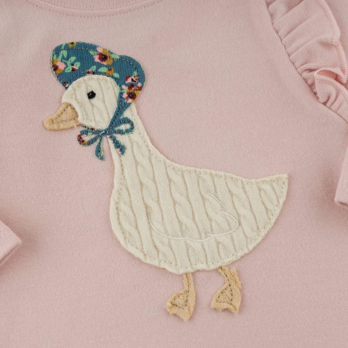 oh baby! Millie Long Sleeve Tee - Mother Goose Applique - Dusty Pink - Applique