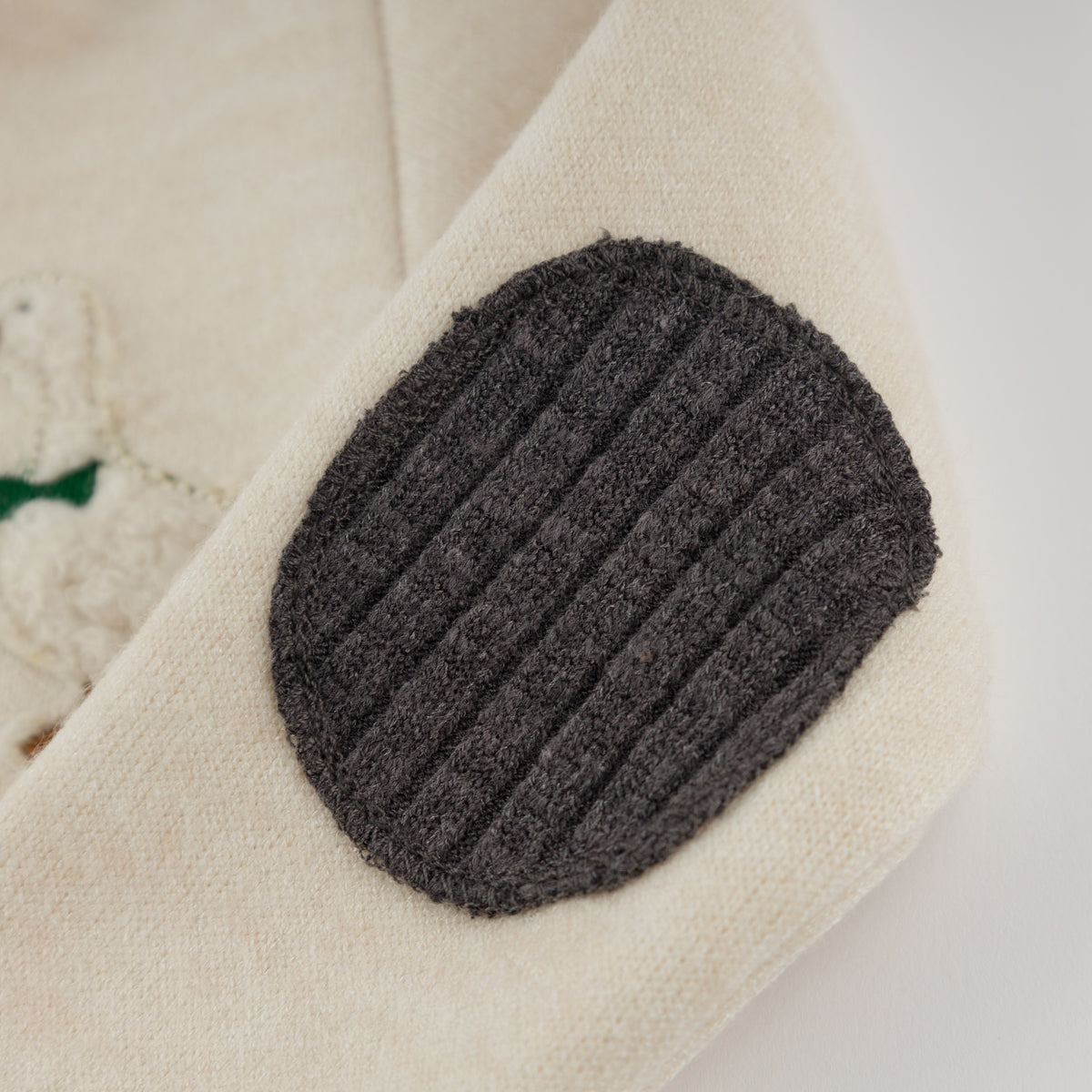 oh baby! Sweater Knit Elbow Patch Henley - Goose Patch - Natural - Elbow Patch