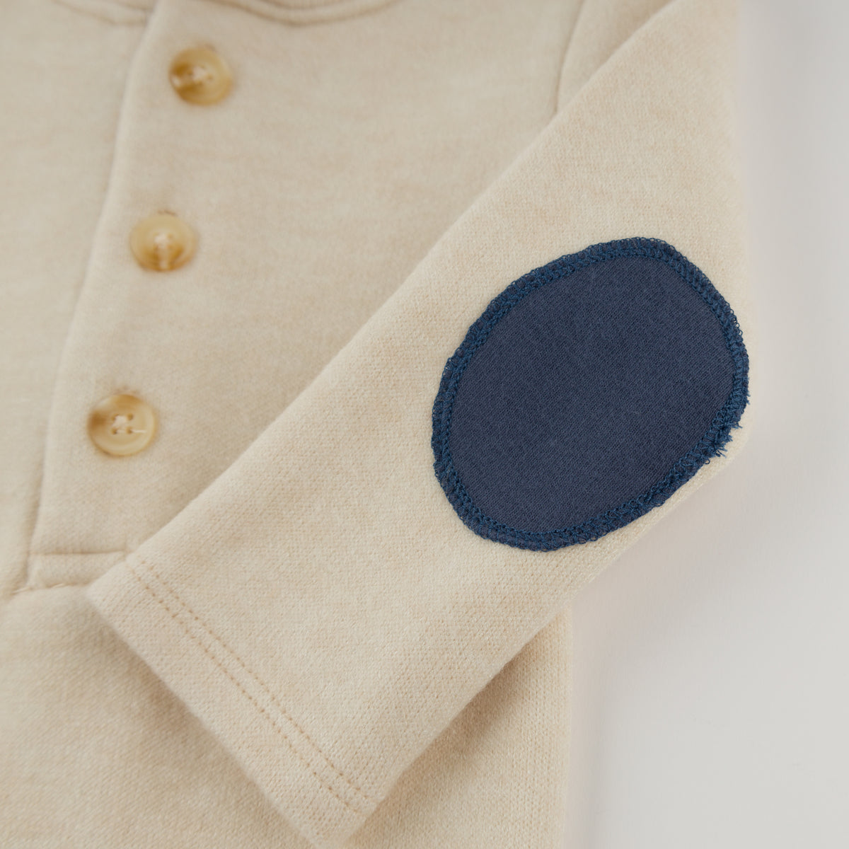oh baby! Sweater Knit Elbow Patch Henley - Natural - Elbow Patch