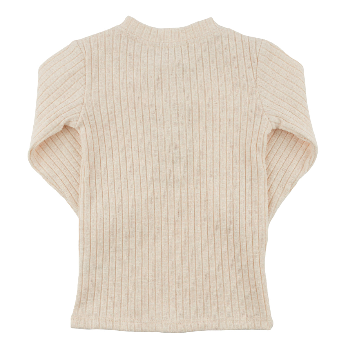 oh baby! Wide Rib Elbow Patch Long Sleeve Henley Top - Natural - Back