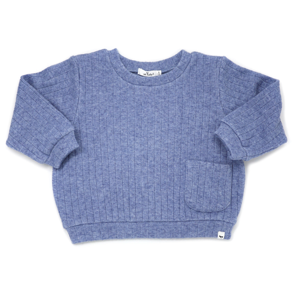 oh baby! Wide Rib Sweater Knit Boxy - Blue Heather