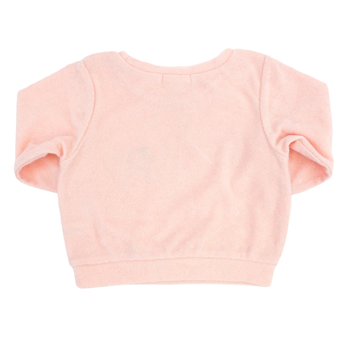 oh baby! Cotton Terry Boxy Sweatshirt - Rainbow "happy" Applique - Pale Pink