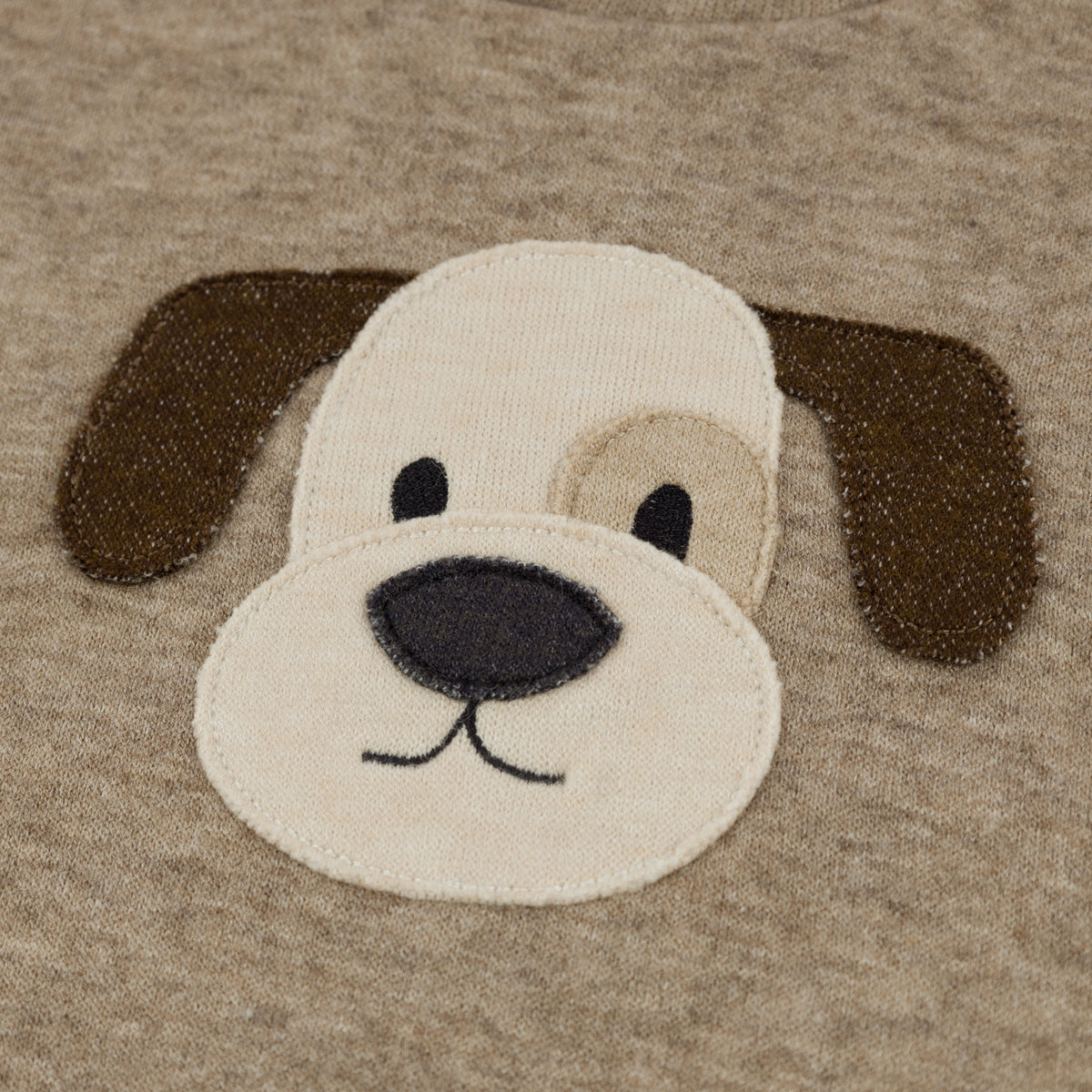 oh baby! Brooklyn Boxy Sweatshirt - Puppy Face - Heather Brown - Close-Up
