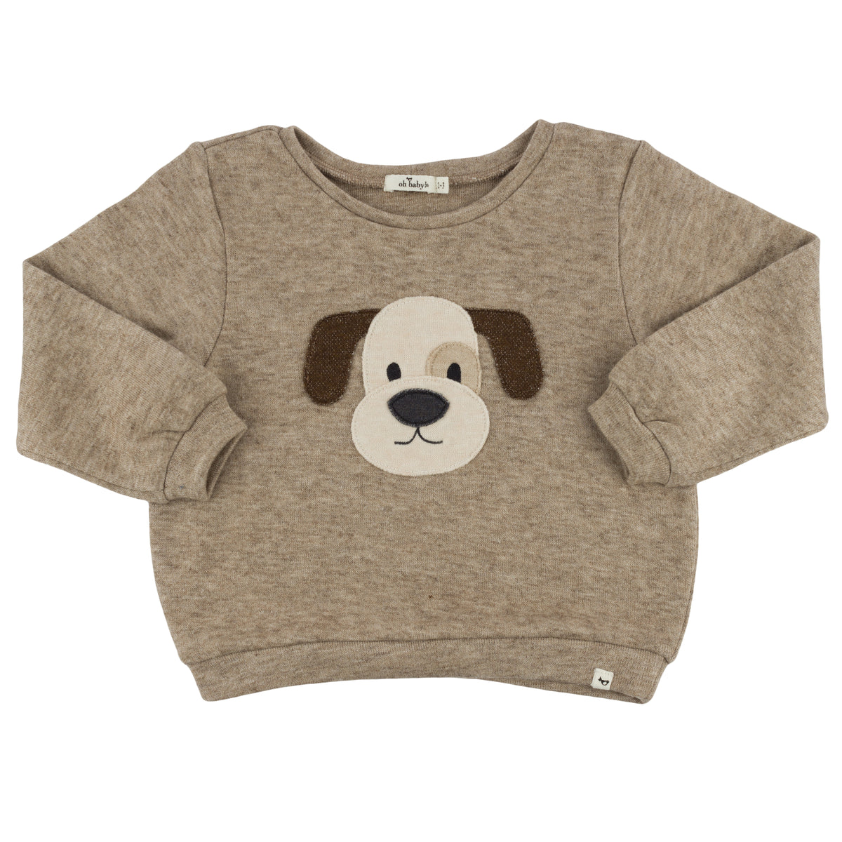 oh baby! Brooklyn Boxy Sweatshirt - Puppy Face - Heather Brown