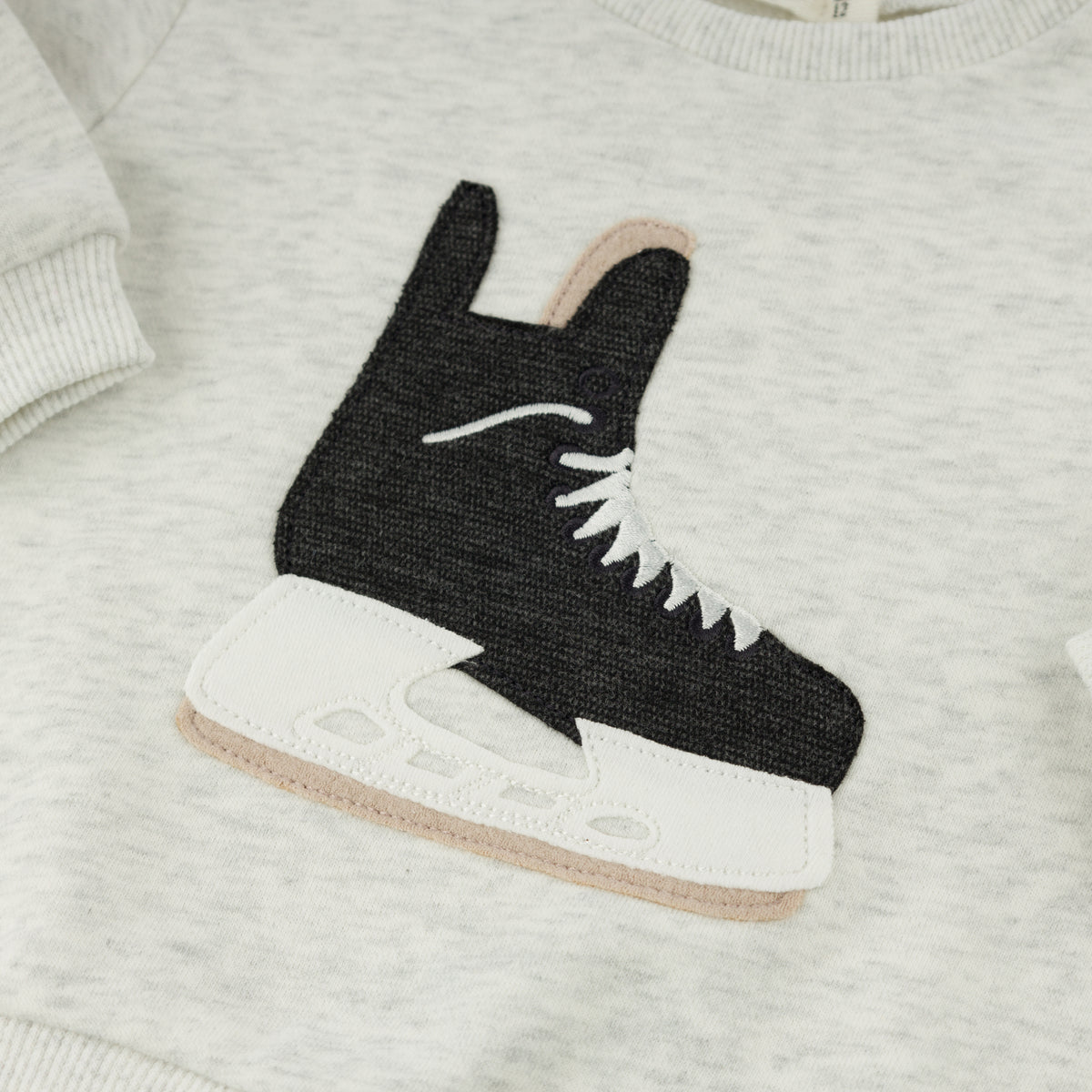oh baby! Brooklyn Boxy Sweatshirt - Hockey Skate - Heather Gray - Front