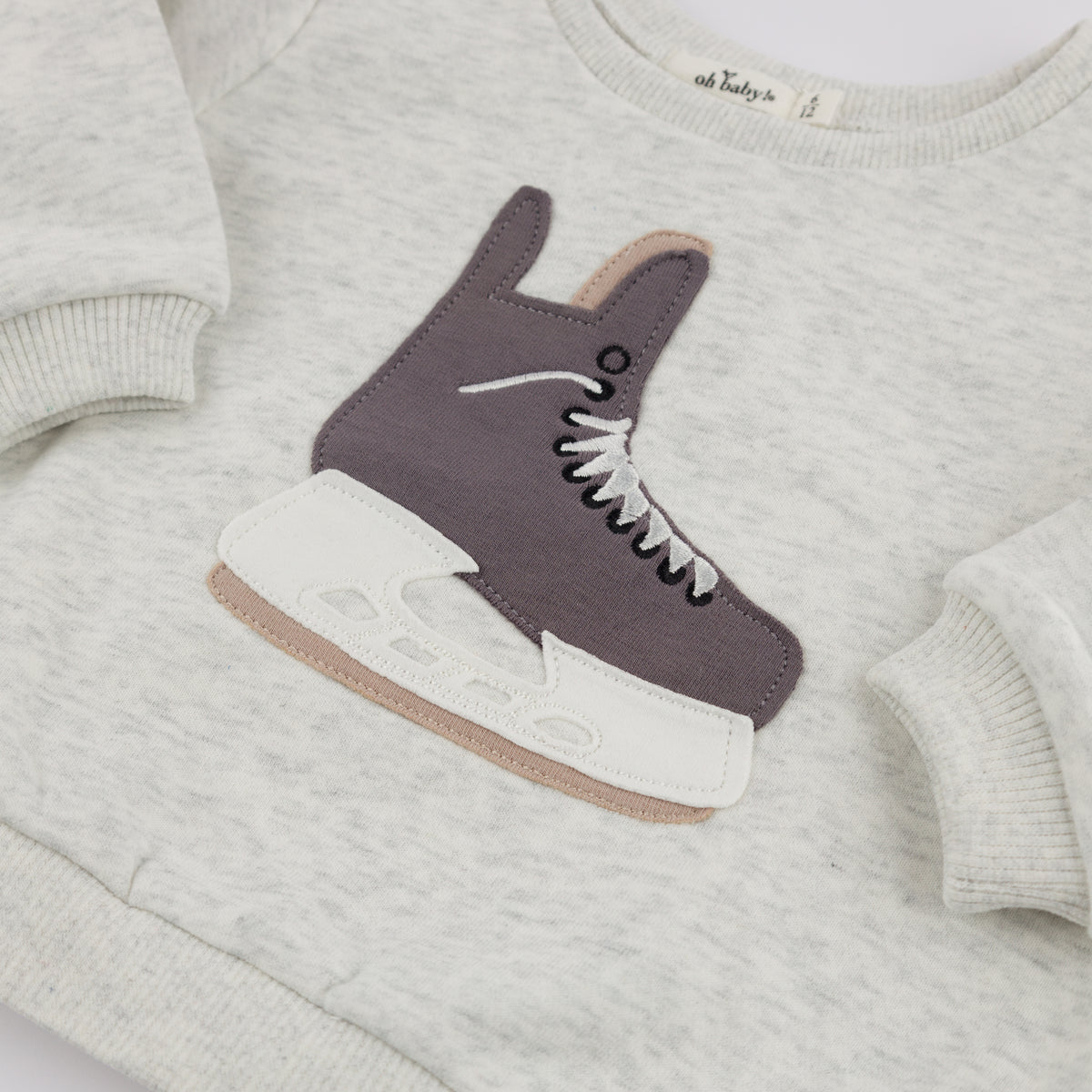 oh baby! Brooklyn Boxy Sweatshirt -Hockey Skate Applique 