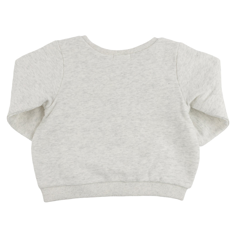 oh baby! Brooklyn Boxy Sweatshirt - Denim "dude" Applique - Heather Gray - Back