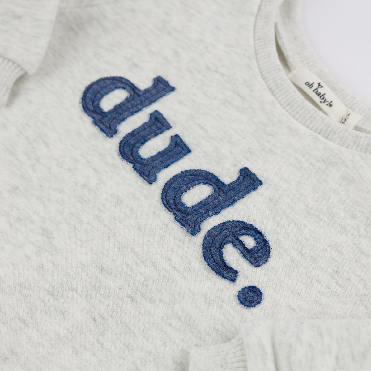 oh baby! Brooklyn Boxy Sweatshirt - Denim "dude" Applique