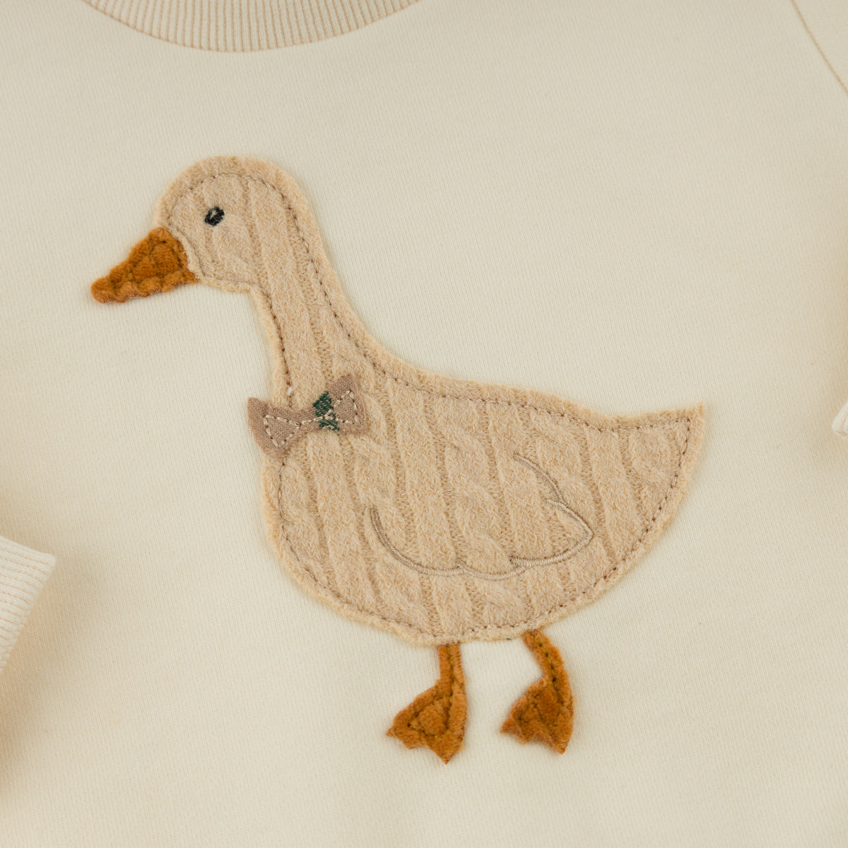 oh baby! Brooklyn Boxy Sweatshirt - Goose Mini Tartan Bow - Sugar Cookie - Applique