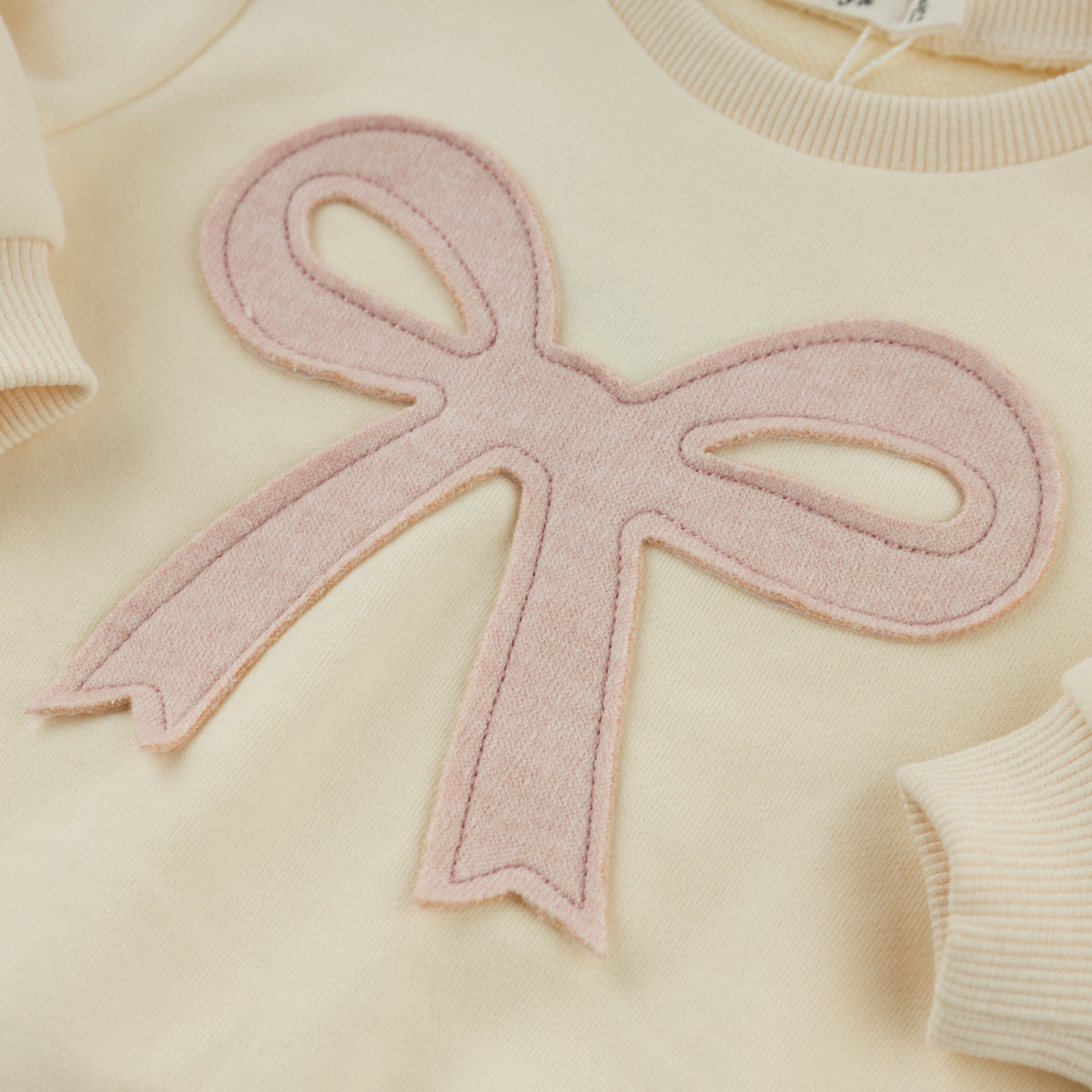 oh baby! Brooklyn Boxy Sweatshirt - Bow Applique - Sugar Cookie - Applique