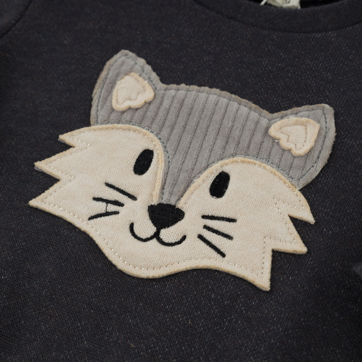 oh baby Brooklyn Boxy Sweatshirt - Wolf - Charcoal - Applique