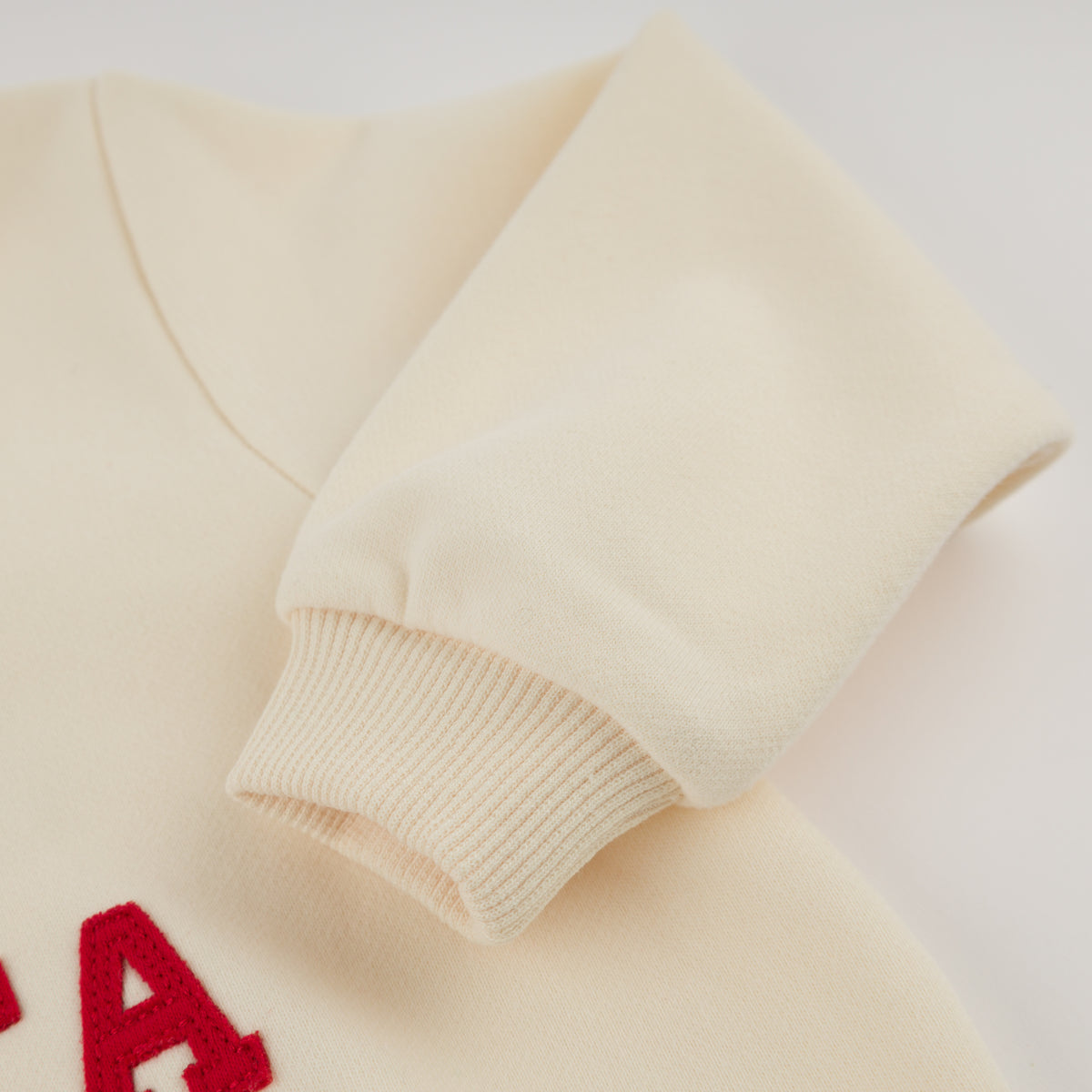 oh baby! Brooklyn Boxy Sweatshirt - "I Heart Santa" - Sugar Cookie - sleeve