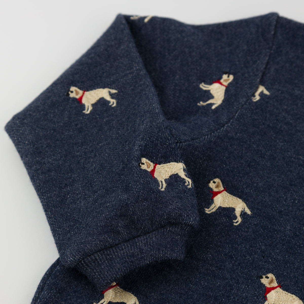 oh baby! Brooklyn Boxy Sweatshirt - Embroidered Labs - Navy Heather - Sleeve