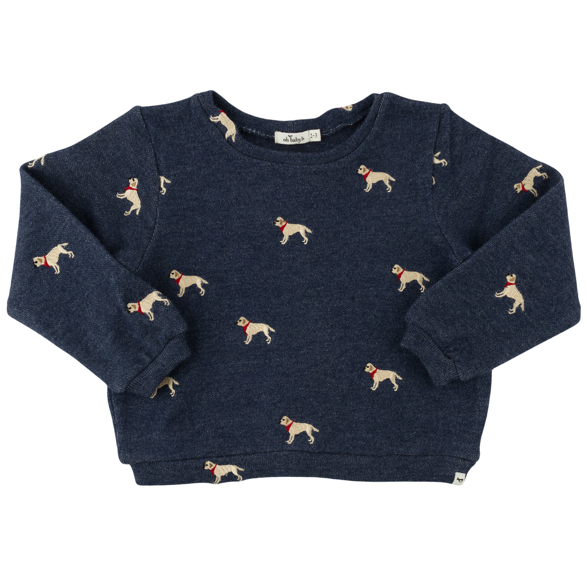 oh baby! Brooklyn Boxy Sweatshirt - Embroidered Labs - Navy Heather