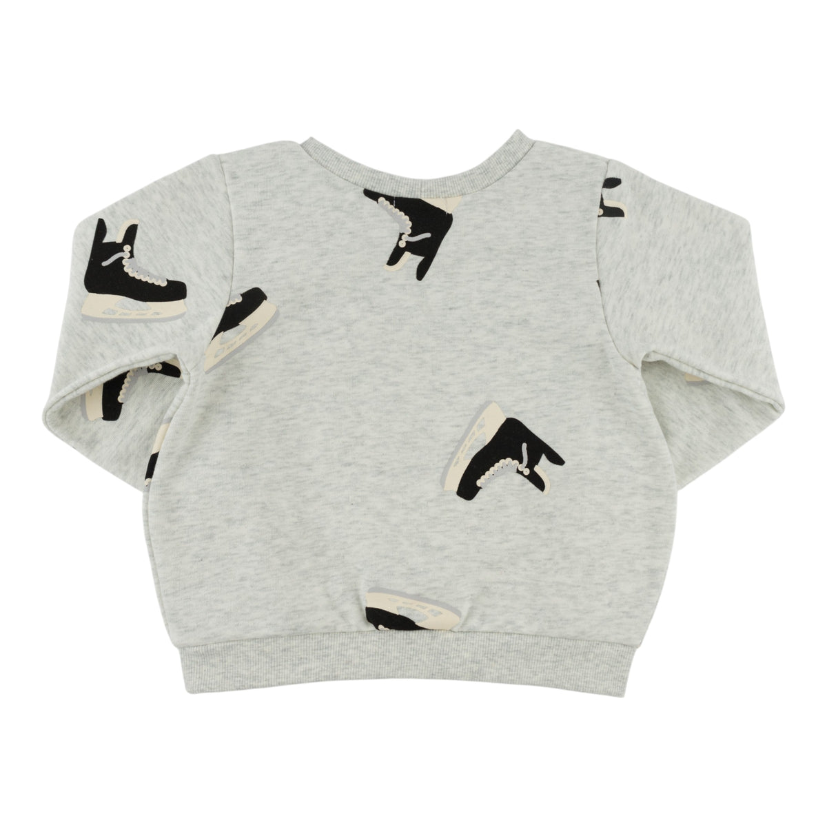 oh baby! Brooklyn Boxy Sweatshirt - Hockey Skate Large Print - Heather Gray - Back